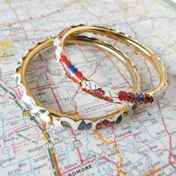 pair of enameled bangle bracelets - Picture 1 of 6